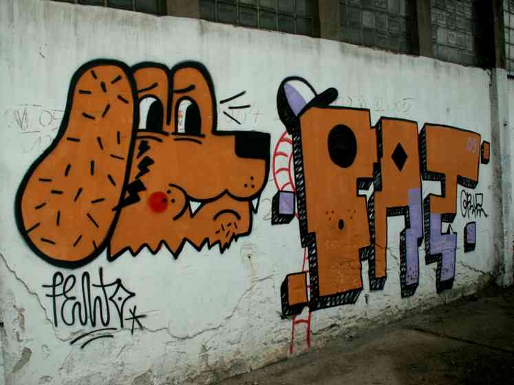 20 darbų, kuriuose graffiti pavaizduoti šunys